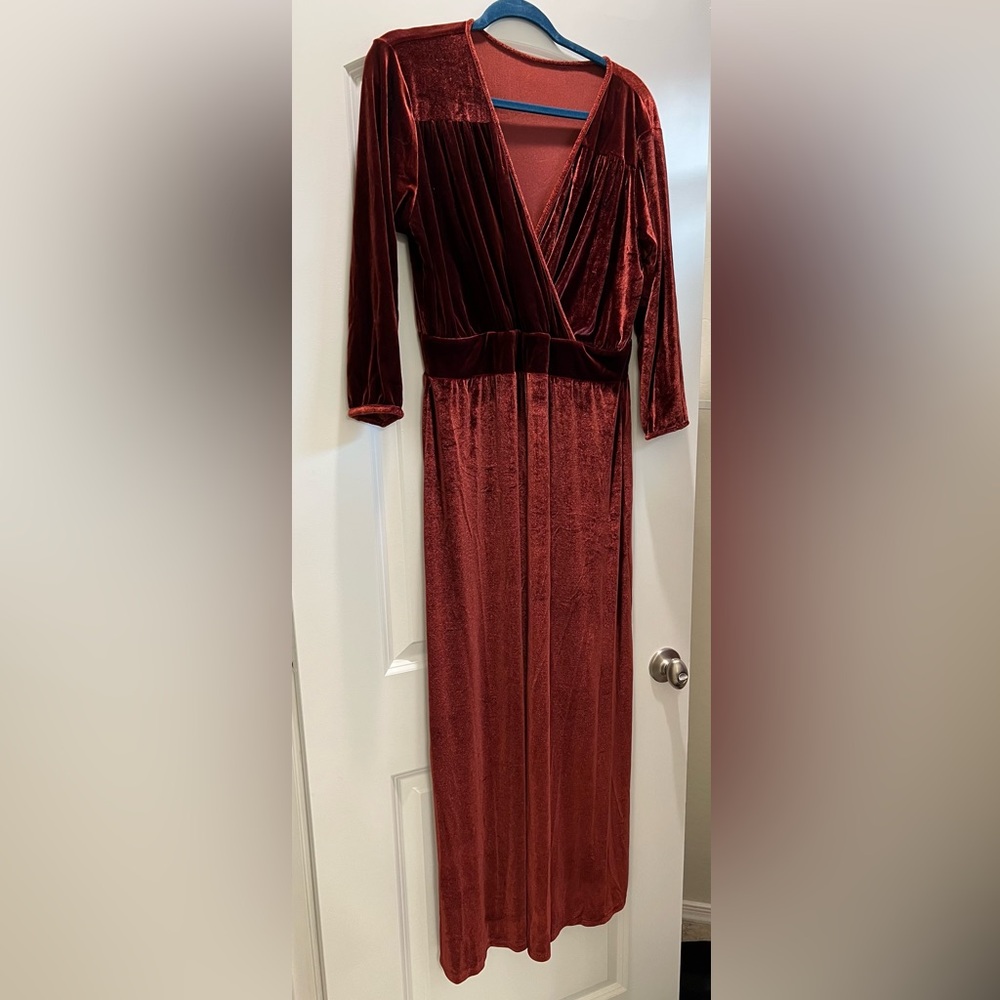 Rich burgundy velvety dress